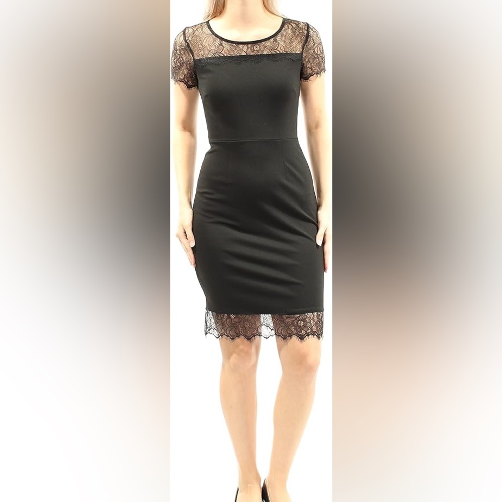 bar III Womens Lace Contrast Sheath Dress